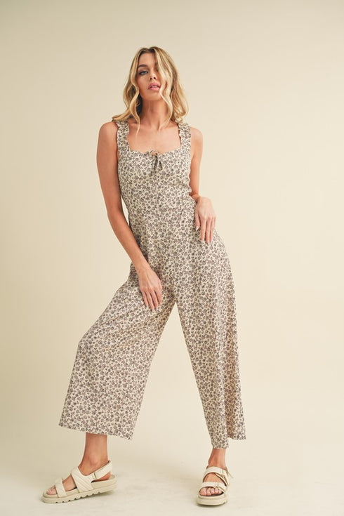 Aemi + Co Floral Sweetheart Neck Wide Leg Jumpsuit - Odaingerous